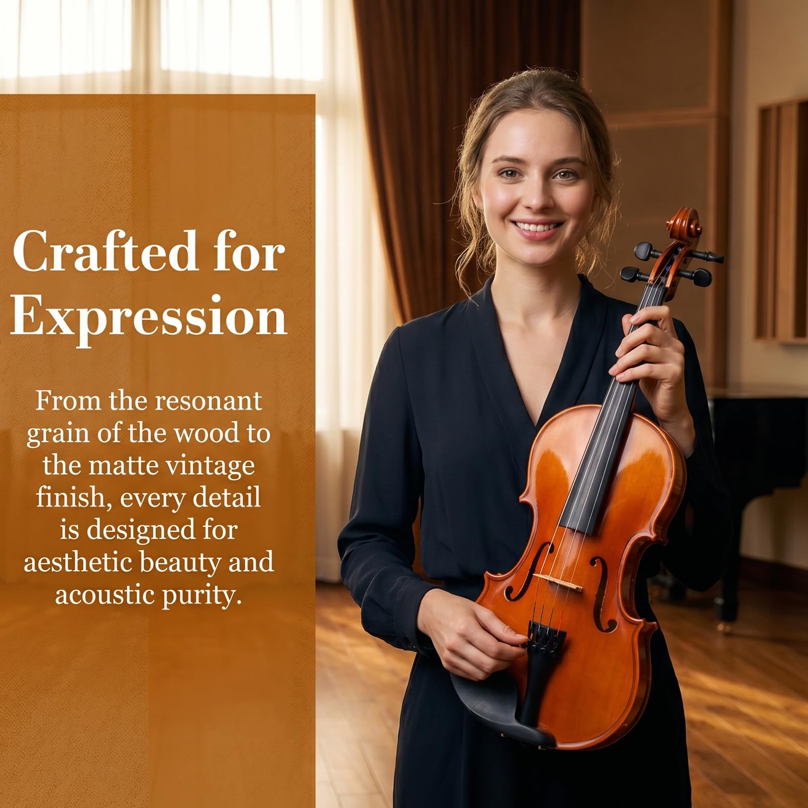 NANYI Size 1/2 beginner first violin Set for Kids, Solid Wood Acoustic Fiddle Kit with Hard Case, Bow, Rosin, Shoulder Rest, Tuner and Extra Strings
