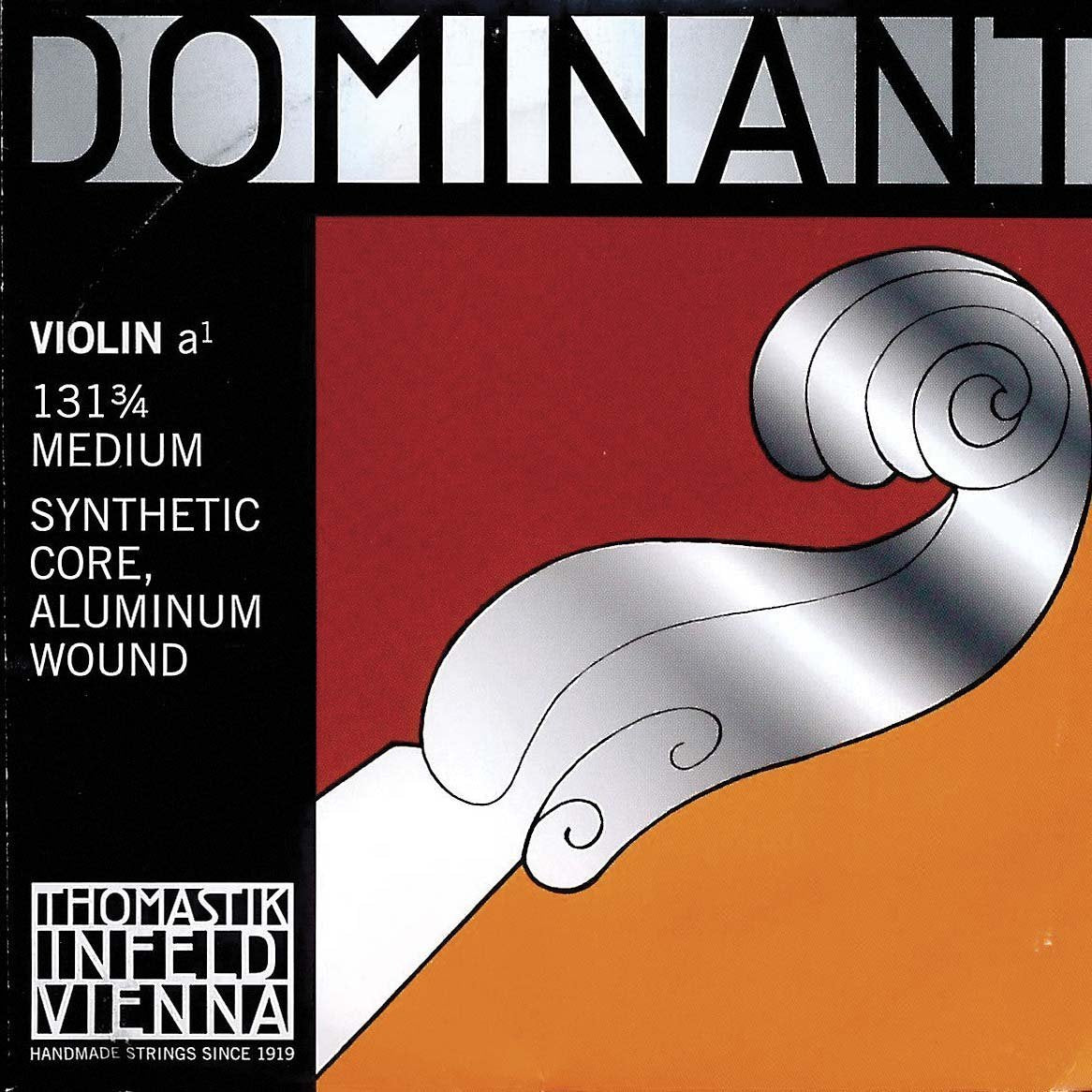 Thomastik-Infeld Dominant Violin String Set, 4/4 Size, Medium Tension - 135B - Synthetic Core A, D, G with Stainless Steel E, Removable Ball - Clear & Balanced Tone, The Reference Standard for Violin