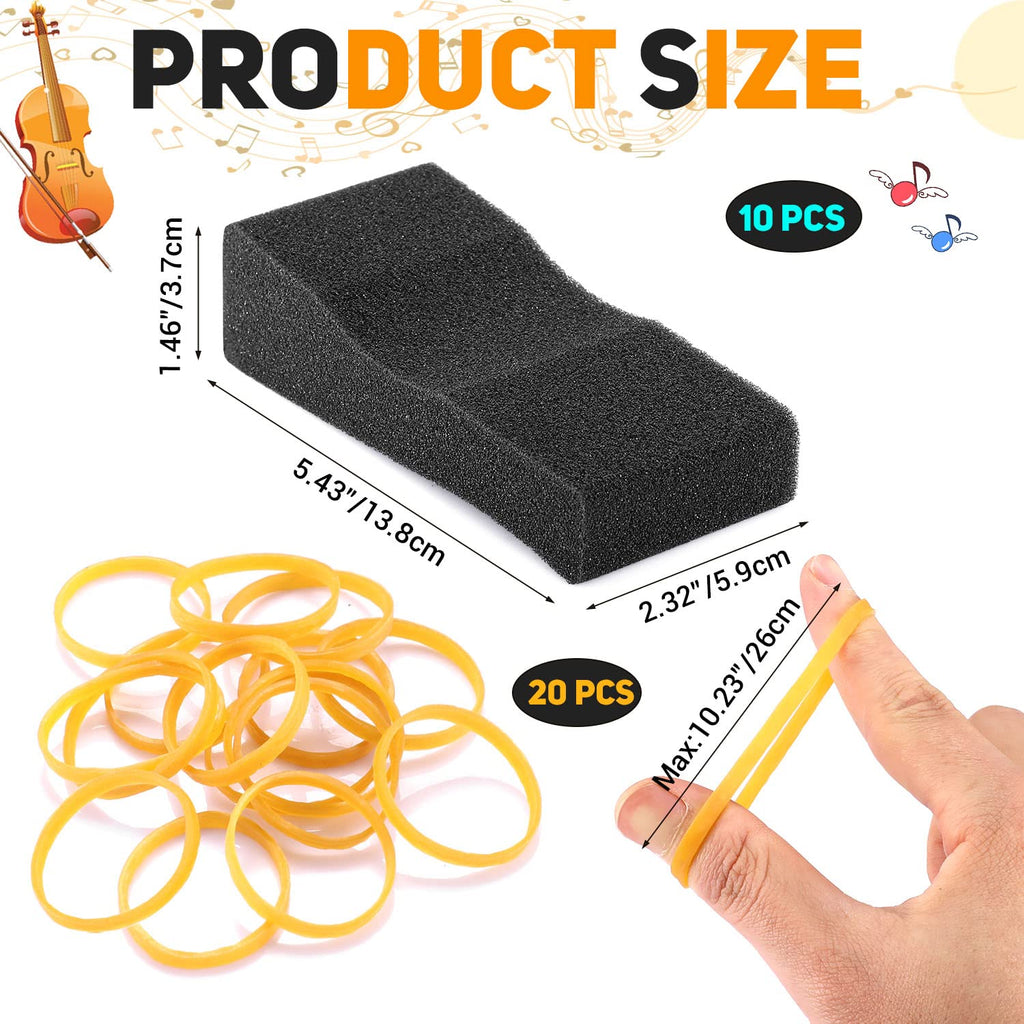 Facmogu 10PCS Foam Violin Shoulder Pad, Economy Sponge Violin Shoulder Pads for 3/4-1/2 Violins, Great Present for Christmas, Soft Violins Sponge Rest with Rubber Bands for Concerts & Party - Black