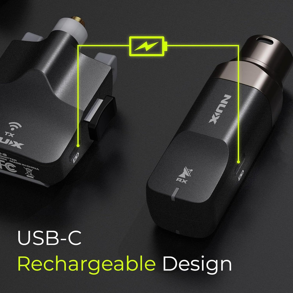 NUX B-6 Saxophone Wireless System with Charging Case,Operation Range of 20 Meters,High-Resolution 24- bit/44.1kHz Audio,2.4GHz Wireless Saxophone Microphone