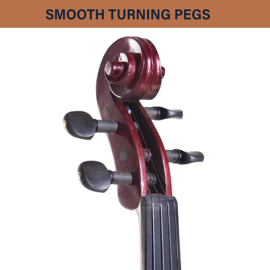 Cecilio Solid Wood Electric/Silent Violin with Ebony Fittings - 4/4 Full Size - Metallic Red Mahogany