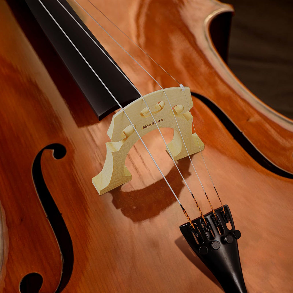 Cello Bridge 4/4 Size - Hand-Carved Maple, Direct Fit, Fully Adjusted - Expertly Handcrafted & Polished for Perfect Fit - Easy Installation - Replacement Accessory for Cello Parts