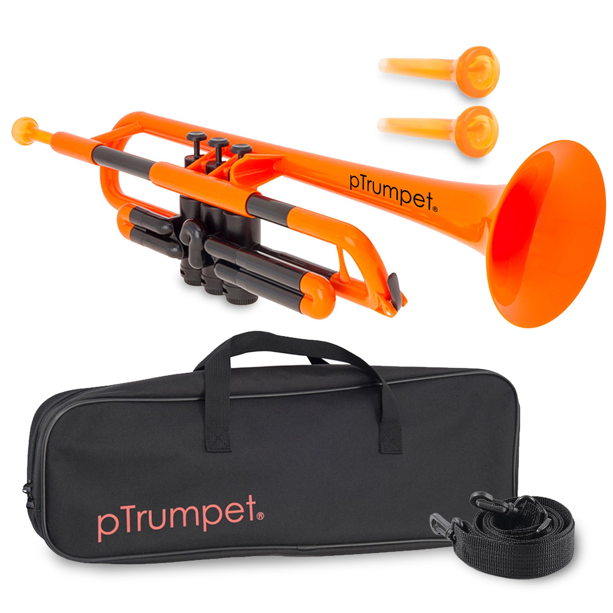 pTrumpet Bb Plastic Trumpet - Durable pInstruments Design with Ergonomic Grip - Includes 3C & 5C Mouthpieces and Carrying Bag - Authentic Sound for Students & Beginners - ABS Build - Green