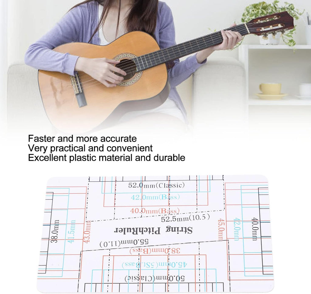 Drfeify String Action Gauge, Plastic, Setup Tool | Accurate Scale Measurement, Measures Saddle Nut, For Guitar Bass Ukulele, Luthier Setup Tool
