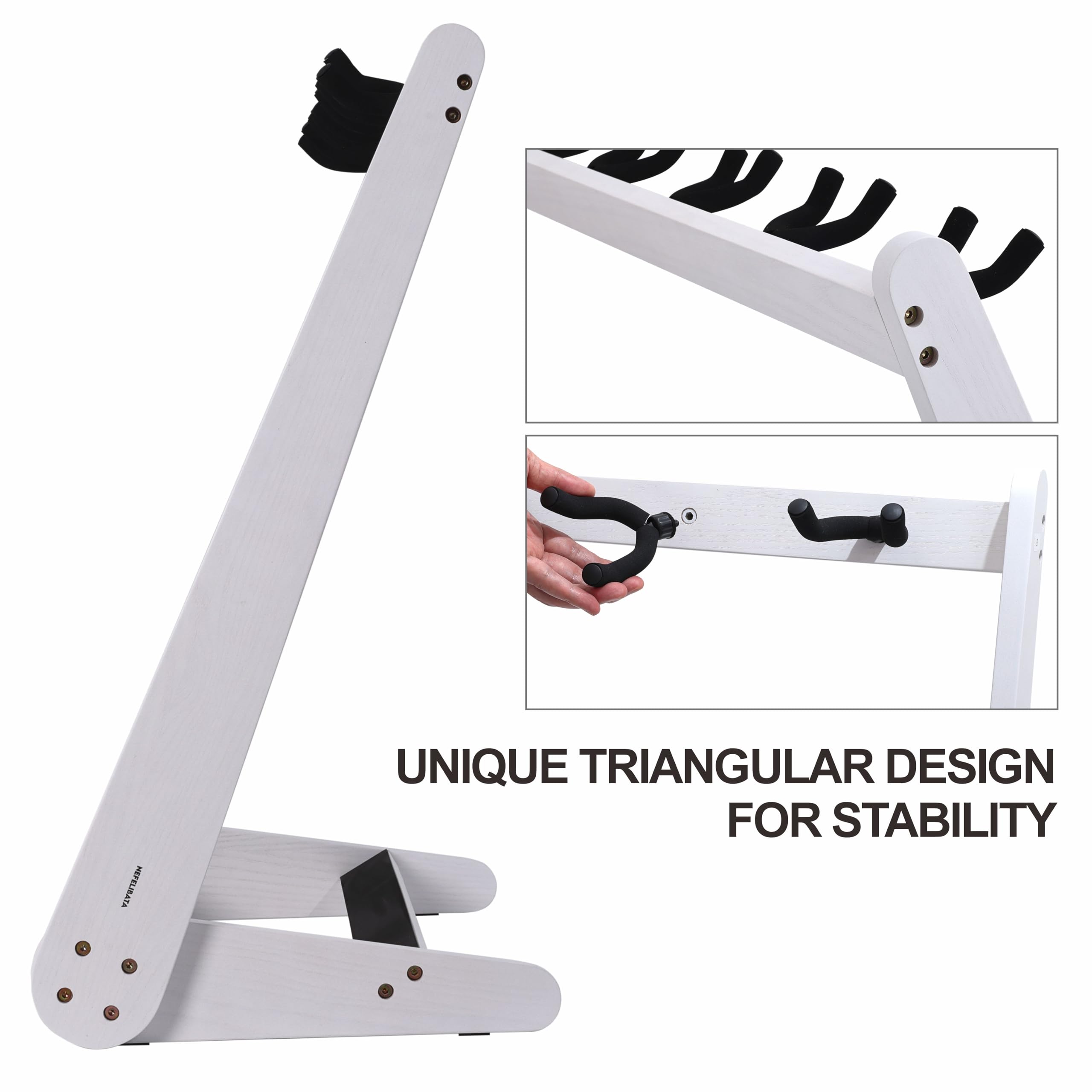 Nefelibata Multi-Purpose Guitar Stands 5 Wooden Guitar Rack Floor Stand for Guitars and Cases, Electric Guitars, Acoustic Guitars, Bass Guitars, Cellos - German Ash (Yellowish Brown)