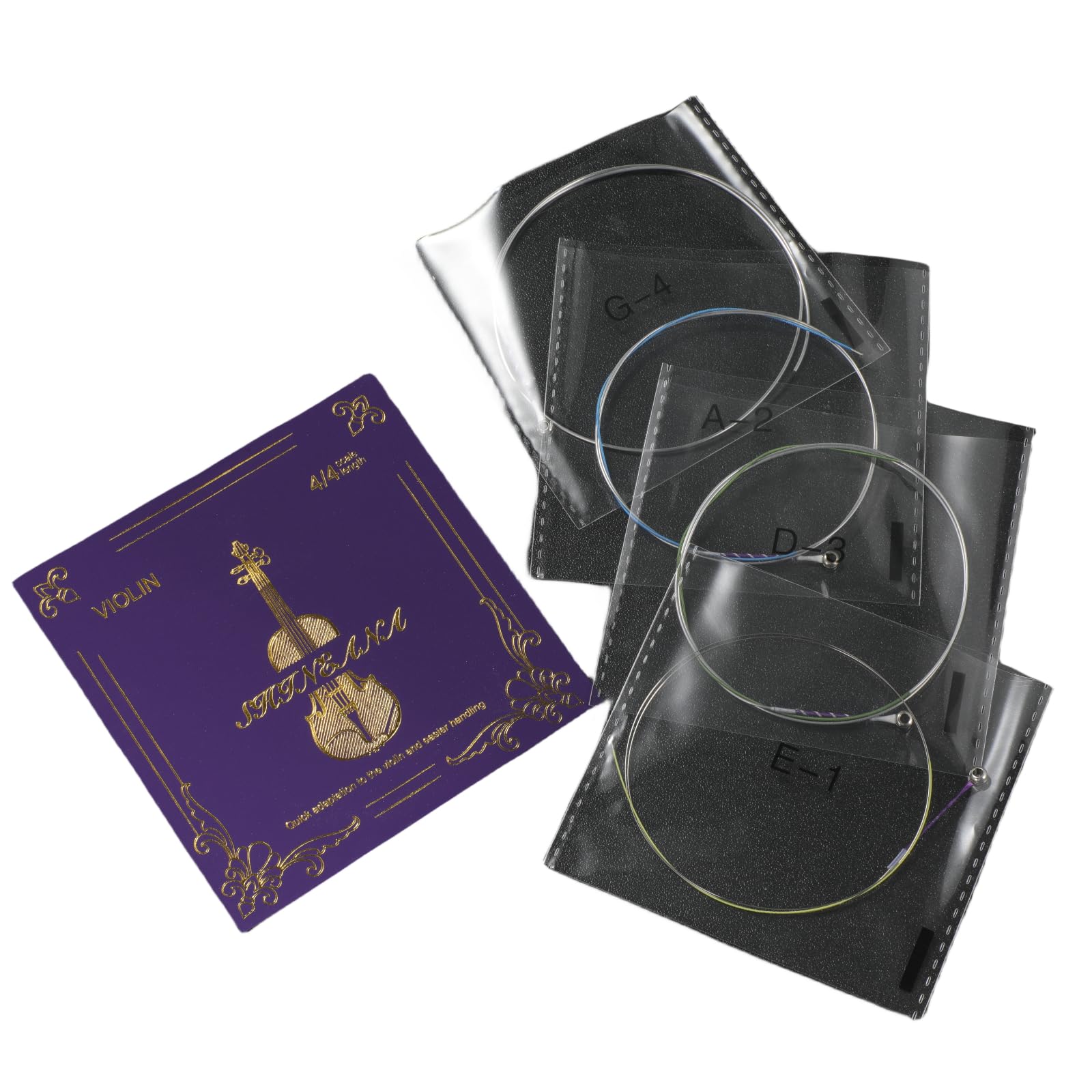 Violin Strings 4/4 Full Set, 4/4 Violin Strings Replacement,Long-Lasting Durability & Rich Tone - Handcrafted with Premium Materials- For All Levels (3/4 Scale)