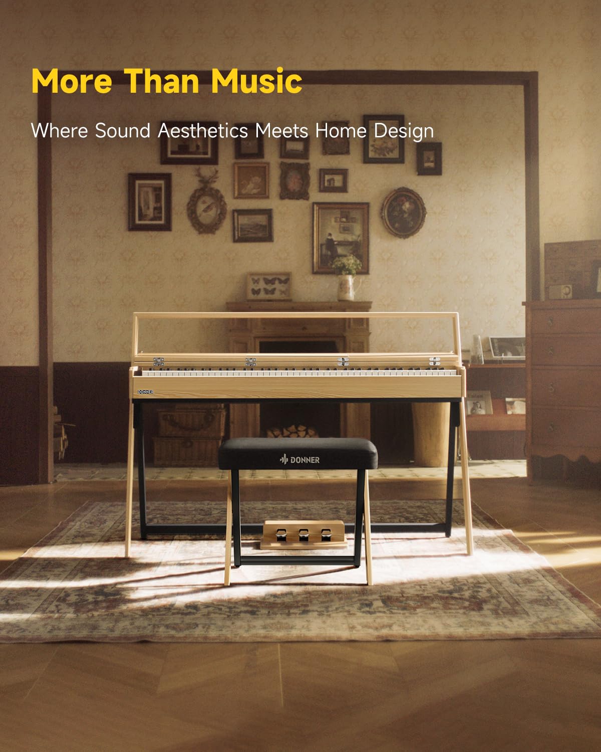 Donner OURA R300 88 Key Weighted Keyboard Piano for Advanced, Home Digital Piano with 88 Keys Graded Hammer Standard Keyborad, Bluetooth, LOCAL OFF, 2*15W, Half-pedal, 256 Polyphony, Walnut Wood Color