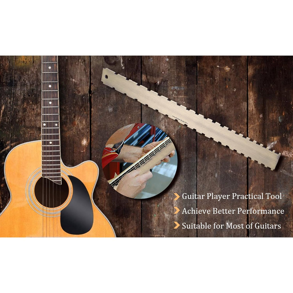flexman Notched Straight Edge Guitar Luthiers Tool, Dual Scale String Action Ruler Gauge, Fret Rocker String Height Gauge for Guitars Neck Leveling