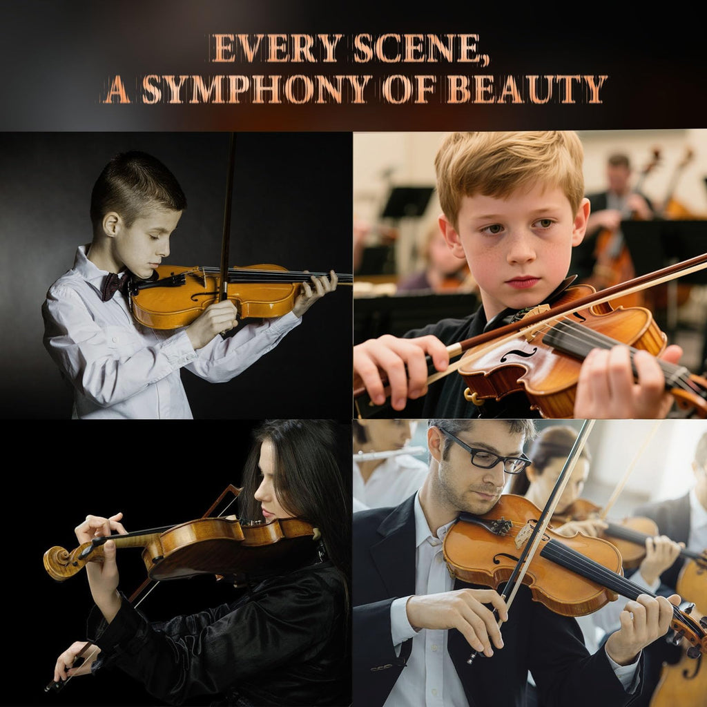 Allset Violin Fiddle Set: 4/4 Polished Violin Kit for Beginners, Acoustic Violin with Hard Case, Solidwood Handmade Starter Kit with Bow, Rosin, Shoulder Rest, Tuner, Strings-Burgundy (yellow, Full)