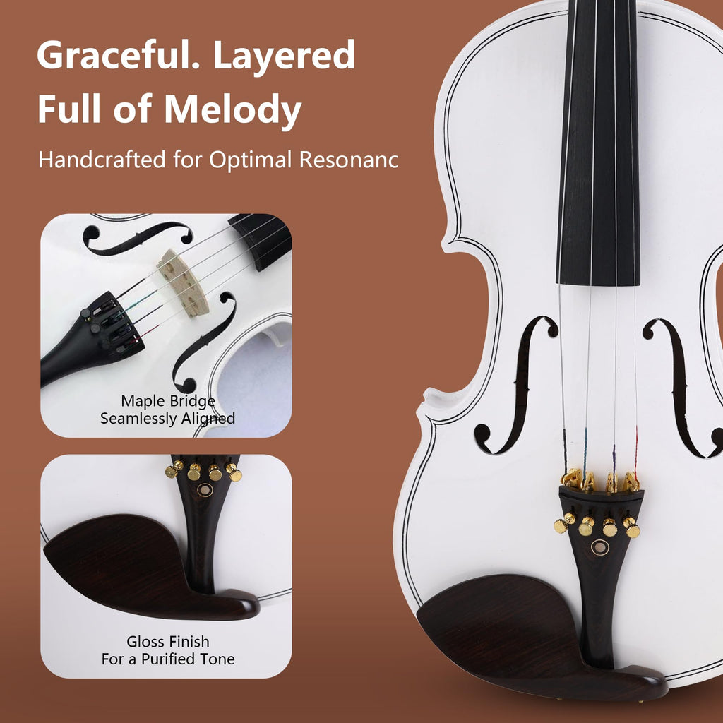 Violin 4/4 Full Size,Beginner Violin For Kids,Students,Adults,Fiddle Set with Hard Case,Bow,Rosin,Shoulder Rest,Tuner,Extra Strings,Bridge,Fingerboard Stickers