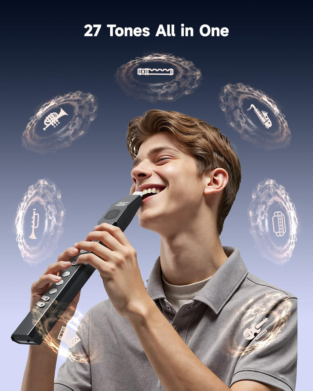 Eastar Digital Woodwind Electric Saxophone for Beginners, 27 Tones, Silent Practice, Hi-Fi Speaker, Adjustable Airflow, Reverb Effect, Rechargeable Battery, MIDI, BT Support, EDA-100
