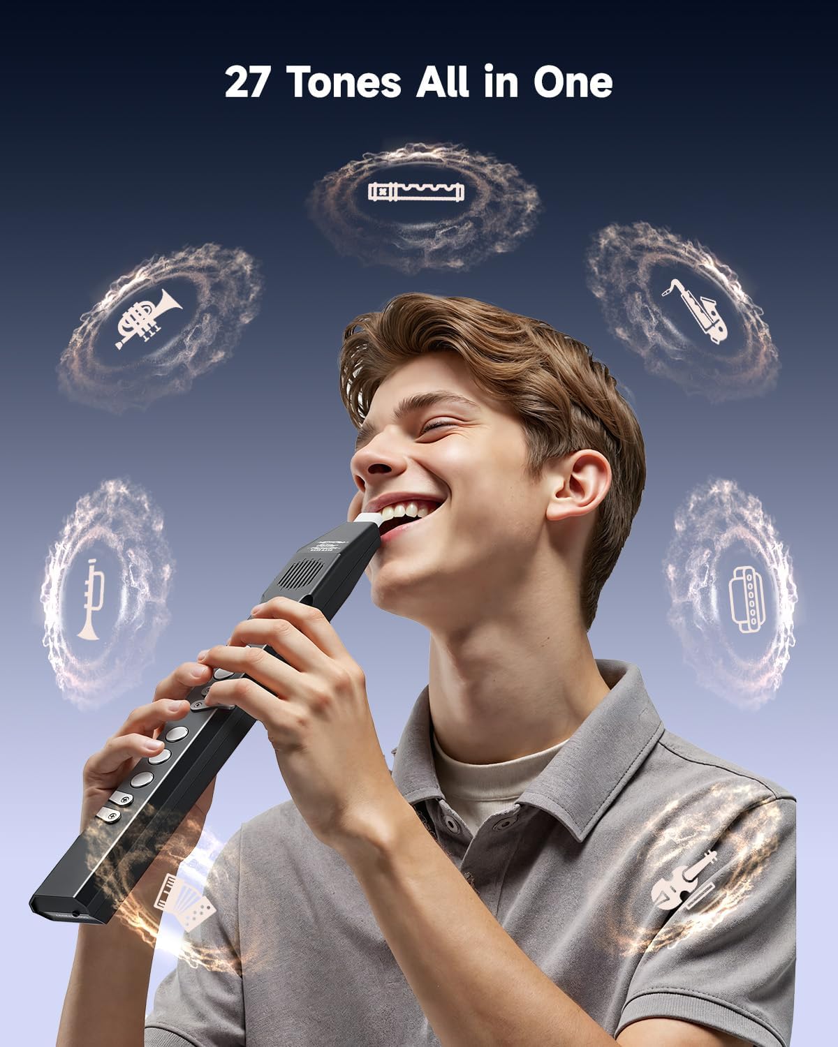 Eastar Digital Woodwind Electric Saxophone for Beginners, 27 Tones, Silent Practice, Hi-Fi Speaker, Adjustable Airflow, Reverb Effect, Rechargeable Battery, MIDI, BT Support, EDA-100