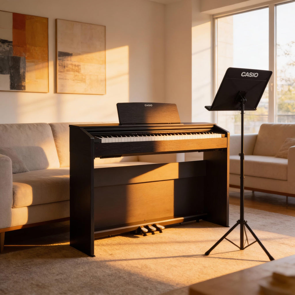 Casio PX-870 Privia Digital Piano - Black Bundle with Furniture Bench, Headphones, Instructional Book, Online Lessons, Instructional DVD, and Austin Bazaar Polishing Cloth