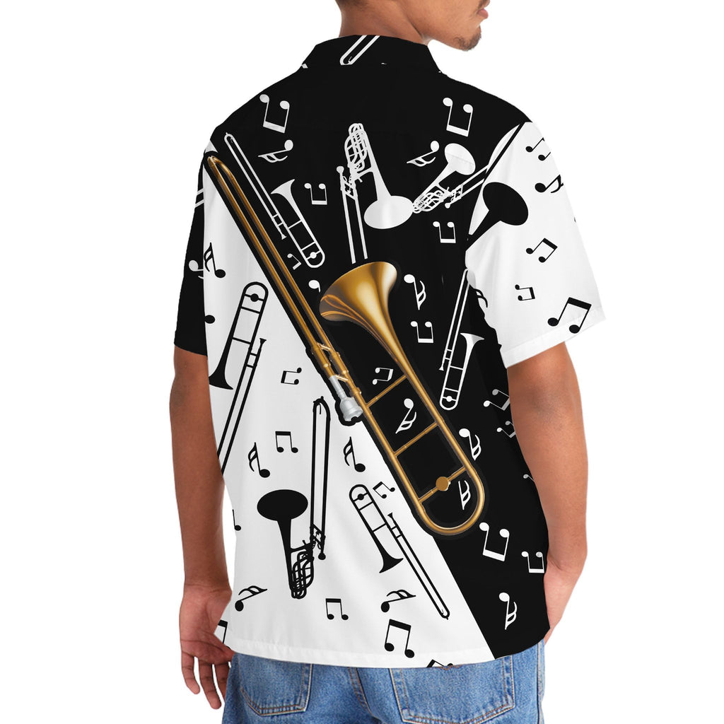 Trombone Hawaiian Shirt, Mens Trombone Short Sleeve Shirt, Music Band Gifts