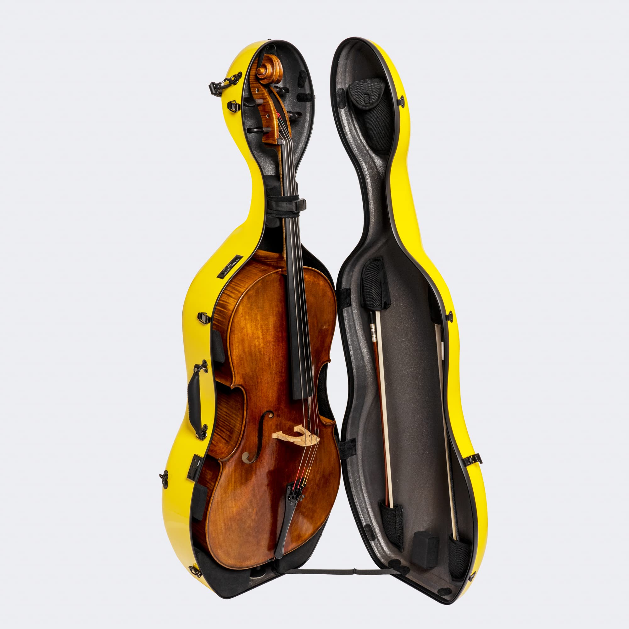 MI&VI CC-9001 Pure 100% Carbon Fiber Cello Case (Full Size) 4/4 with Wheels | Carry Straps | 8lb Lightweight | Tough Shell (3K Blue)