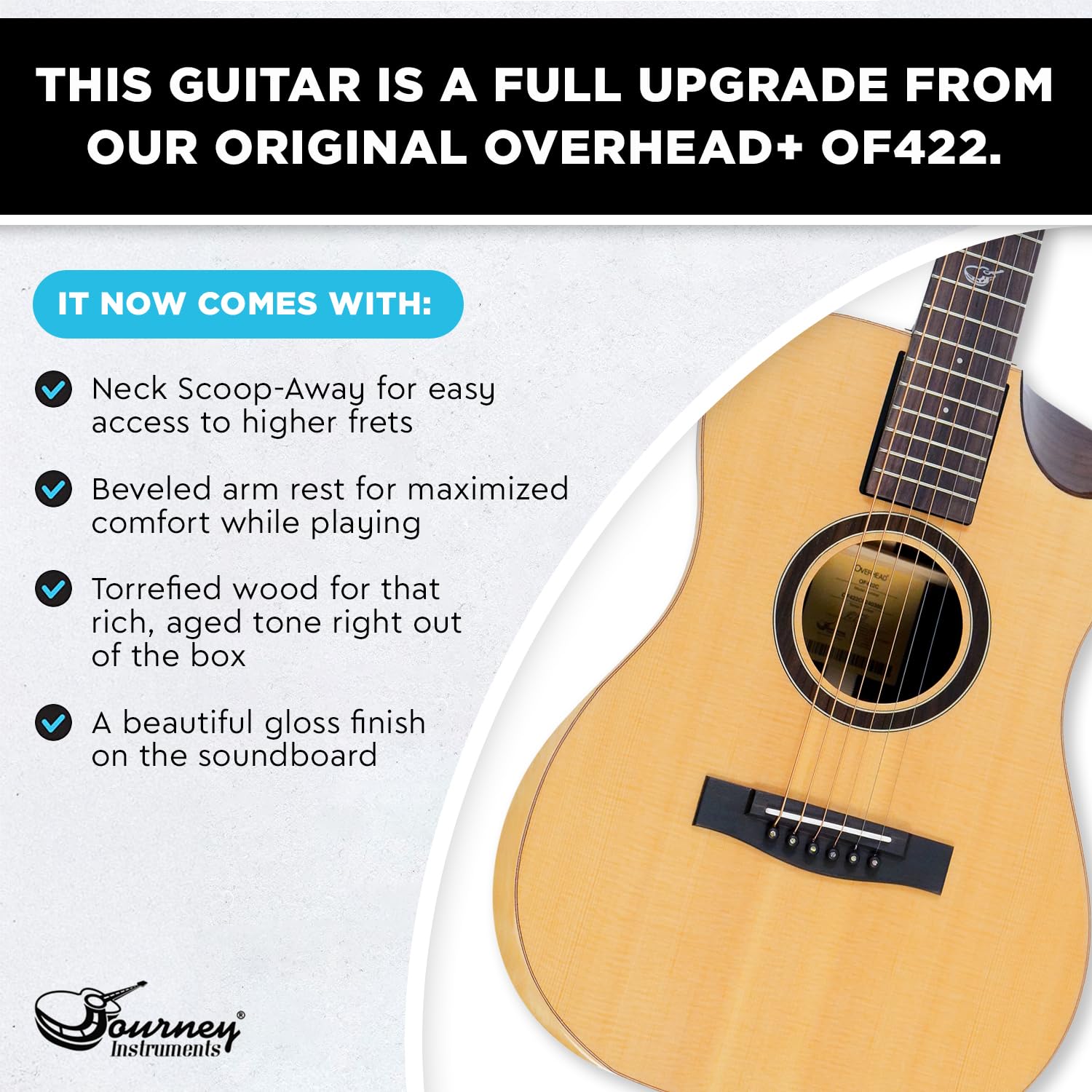 Journey Instruments Solid Sitka Acoustic Collapsible Travel Guitar PJ410N | Traveling Acoustic Guitar with Collapsible Patented System, Portable Backpack Case (African Mahogany)