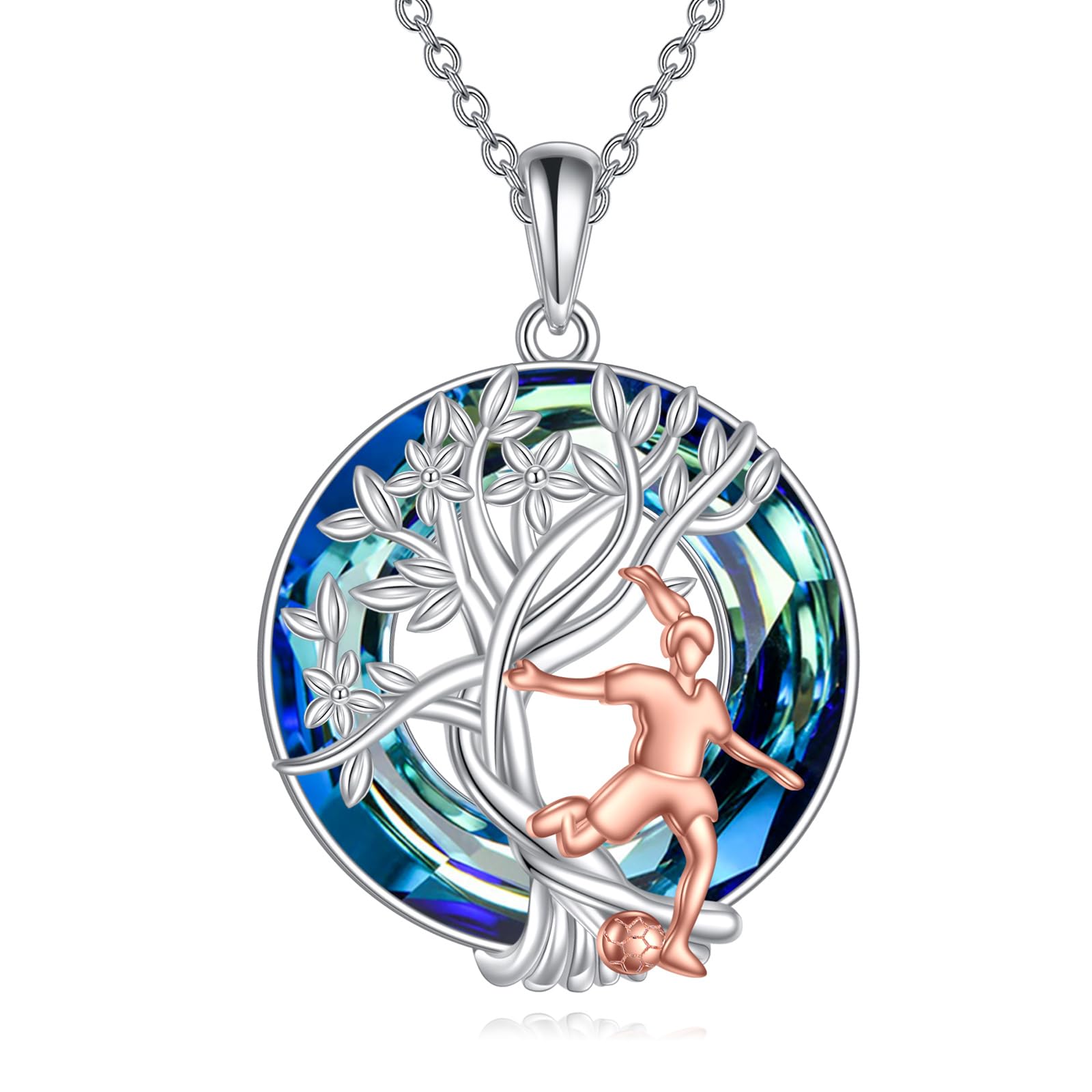 YFN Tree of Life Necklace Sterling Silver Crystal Jewelry Graduation Birthday Gifts for Women
