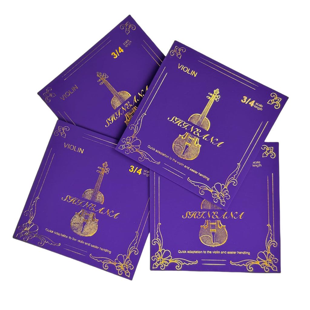 Violin Strings 4/4 Full Set, 4/4 Violin Strings Replacement,Long-Lasting Durability & Rich Tone - Handcrafted with Premium Materials- For All Levels (3/4 Scale)
