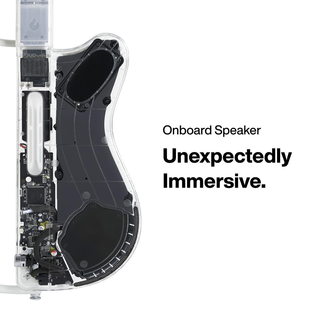 LAVA GENIE Stringless Smart Guitar, No Strings Attached, Hundreds of Instrument Presets, Onboard Speaker, Foldable, Detachable, White, 30.5 inch.