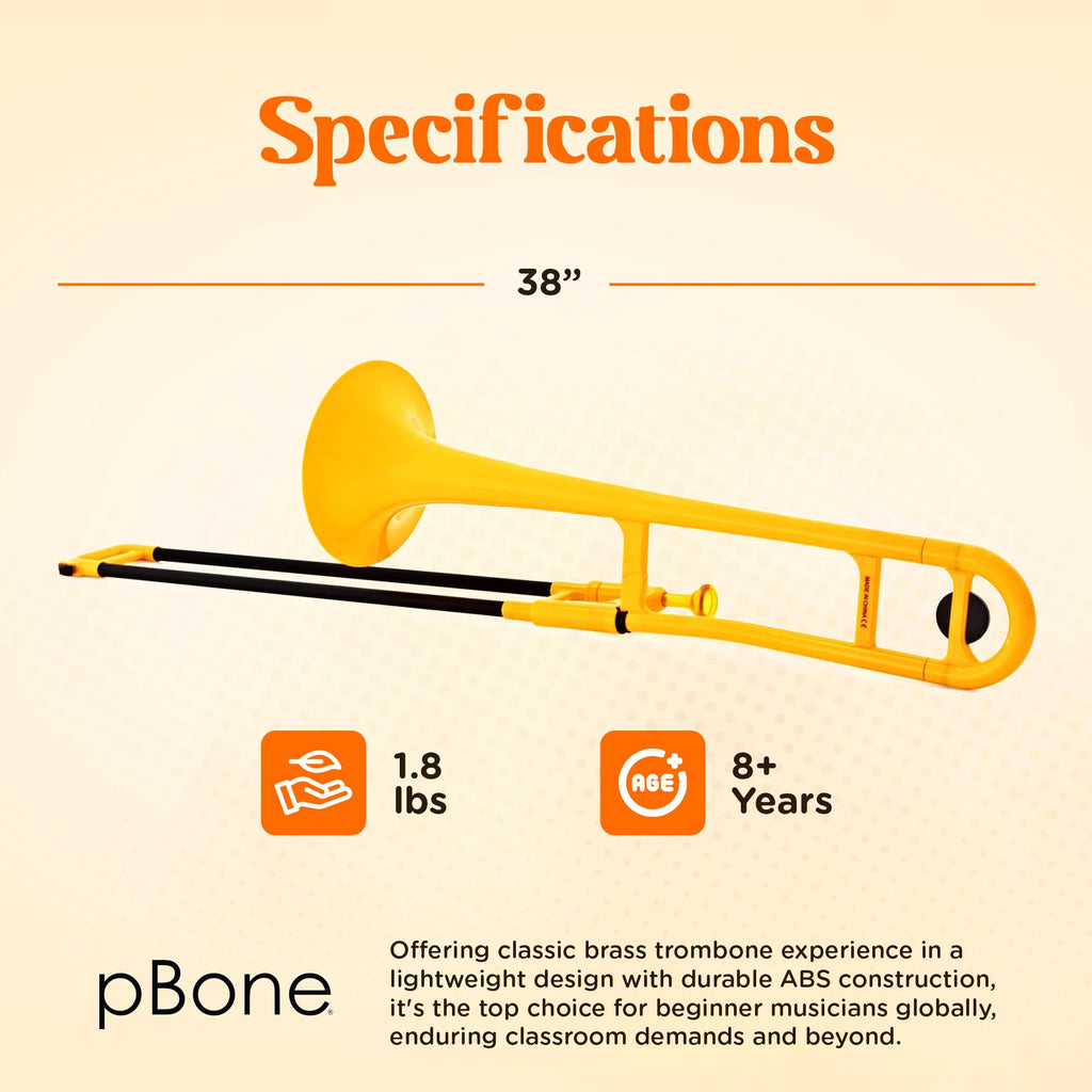pBone Bb Plastic Trombone - Lightweight pInstruments Design with Ergonomic Grip - Includes Mouthpieces & Carrying Bag - Authentic Bb Sound for Students & Beginners - Durable ABS - Purple