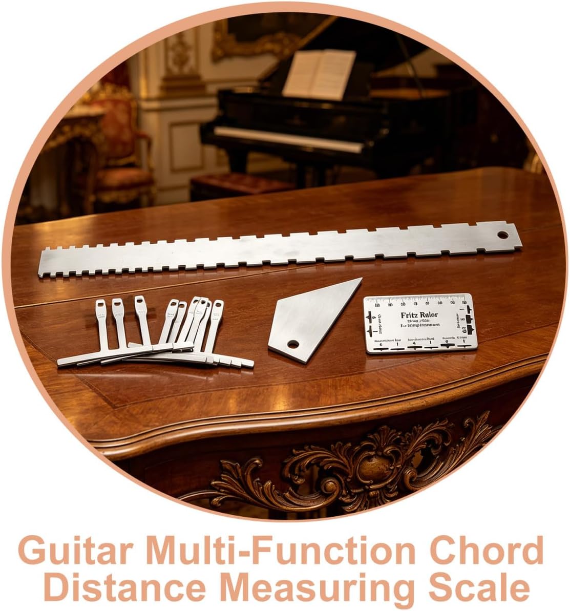 Kisangel 1 Set Guitar Luthier Tools Radius Gauge String Action Ruler Notched Radius Gauges Neck Notched Fret Rocker For Electric Guitar Setup Accessories