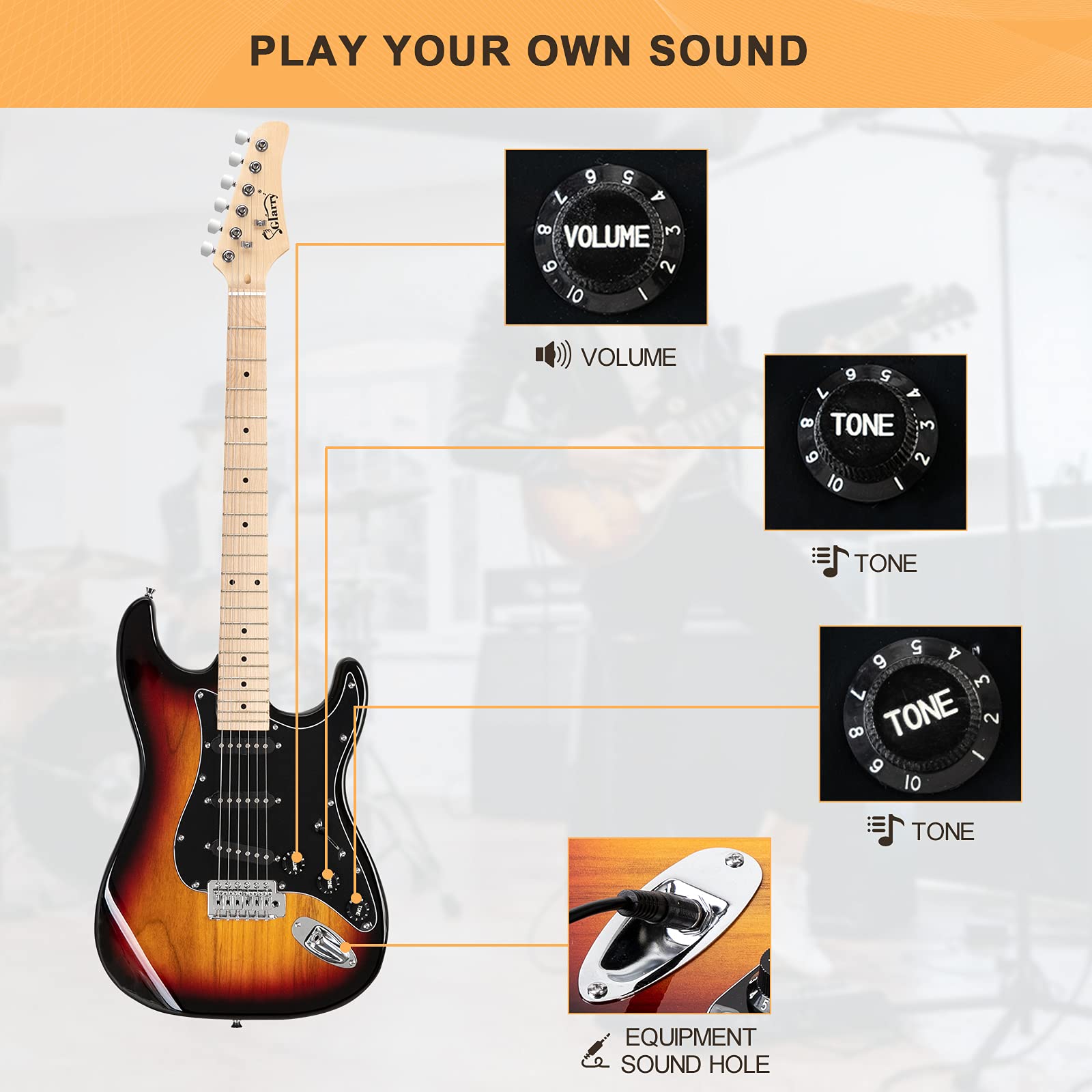 GLARRY Full Size Electric Guitar for Music Lover Beginner with 20W Amp and Accessories Pack Guitar Bag (GREEN, Left Handed 39")