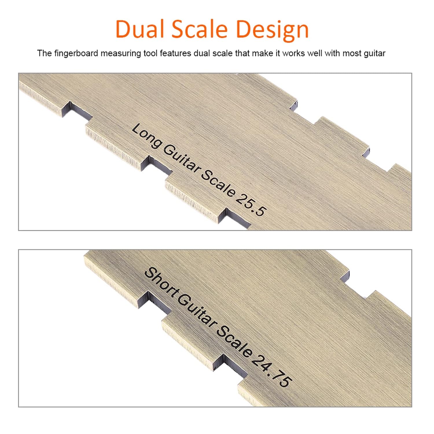 flexman Notched Straight Edge Guitar Luthiers Tool, Dual Scale String Action Ruler Gauge, Fret Rocker String Height Gauge for Guitars Neck Leveling