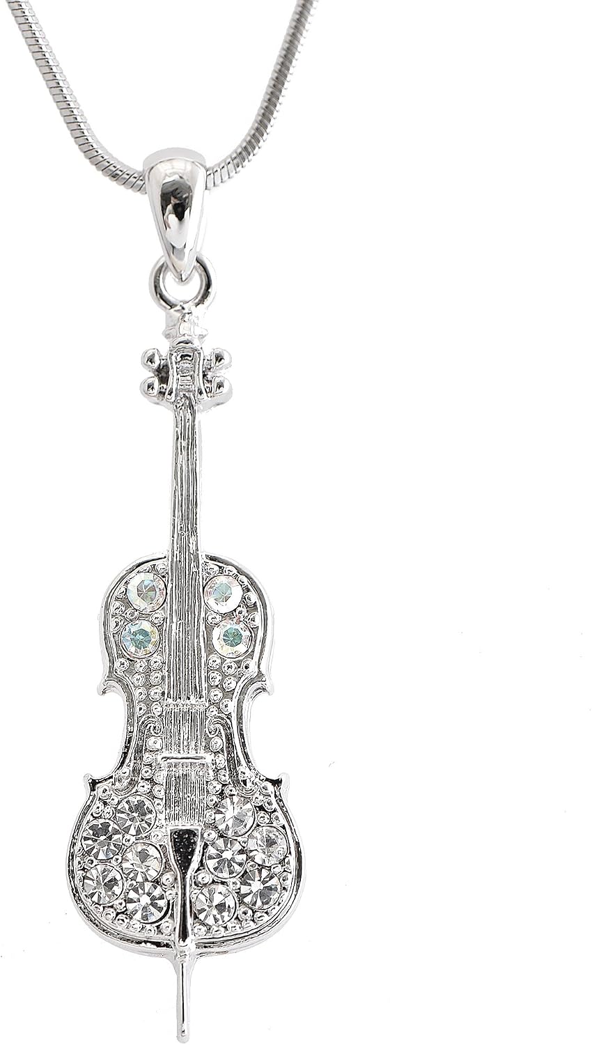Spinningdaisy Silver plated Crystal Cello Necklace