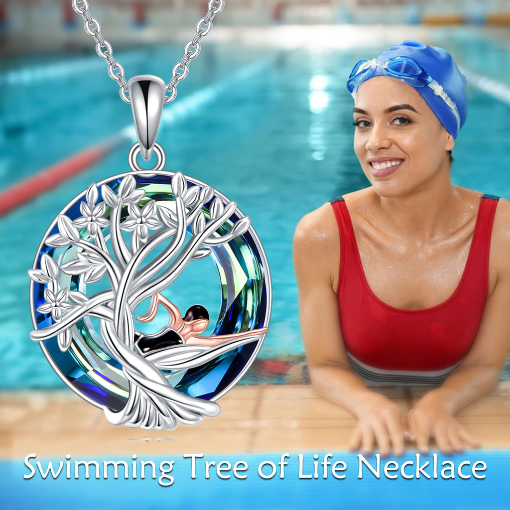 YFN Tree of Life Necklace Sterling Silver Crystal Jewelry Graduation Birthday Gifts for Women