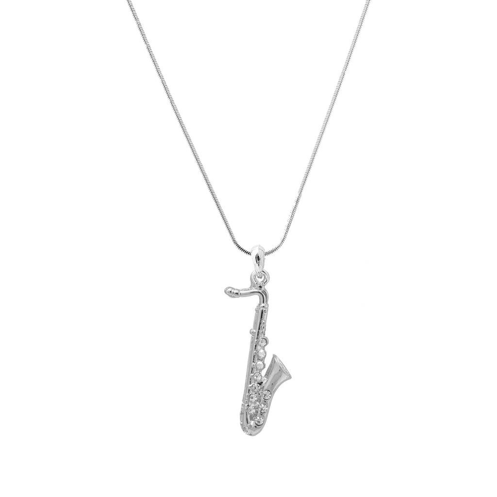 Spinningdaisy Saxophone Necklace for Women Men, Gold or Silver Plated