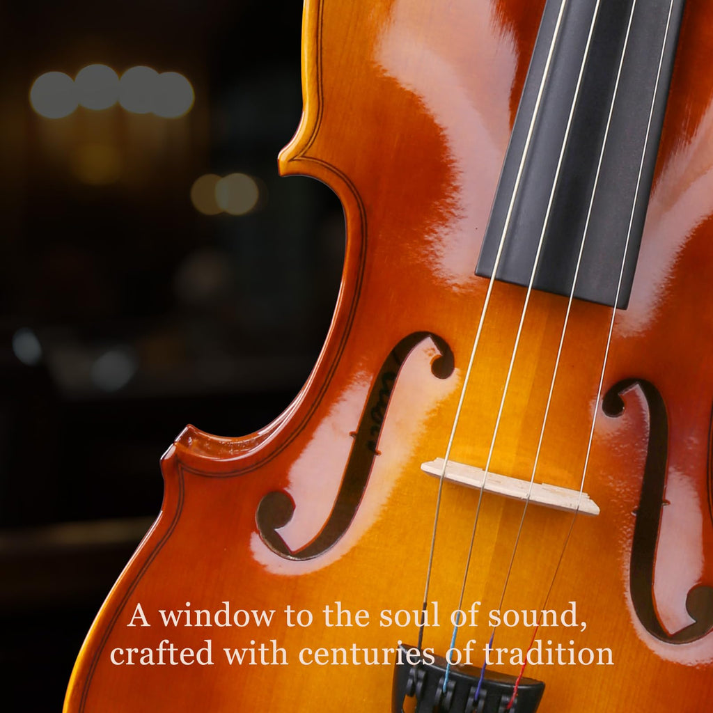 Allset Violin Fiddle Set: 4/4 Polished Violin Kit for Beginners, Acoustic Violin with Hard Case, Solidwood Handmade Starter Kit with Bow, Rosin, Shoulder Rest, Tuner, Strings-Burgundy (yellow, Full)