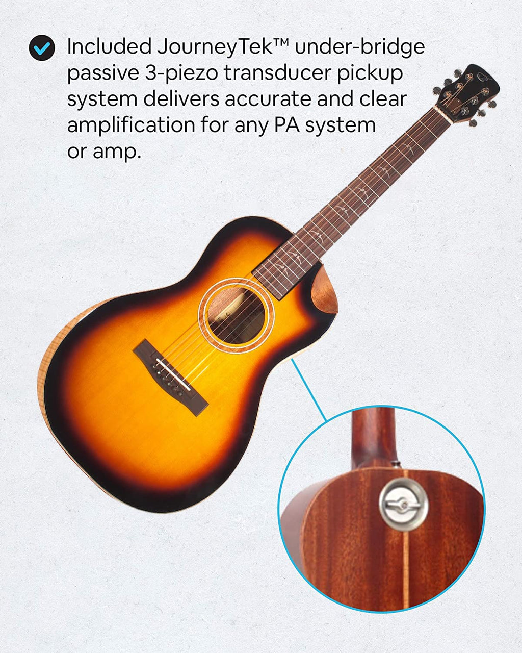 Journey Instruments Solid Sitka Acoustic Collapsible Travel Guitar PJ410N | Traveling Acoustic Guitar with Collapsible Patented System, Portable Backpack Case (African Mahogany)