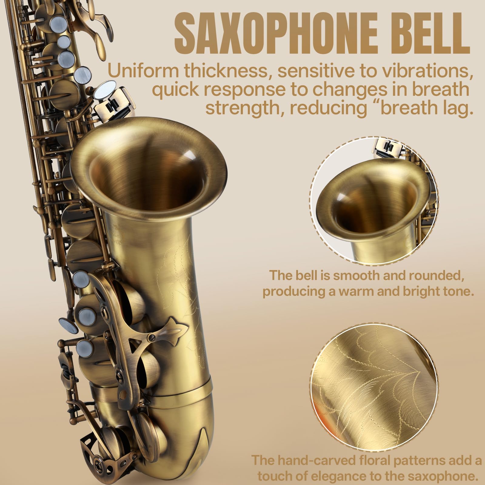 Kmise E Flat Alto Saxophone, Lightweight Saxophones for Students Beginner, Saxofon Full Kit with Portable Case, Sax Stand, Strap, Reeds, Beginner's Guides, Mute, Cleaning Kit (Gold Lacquer)
