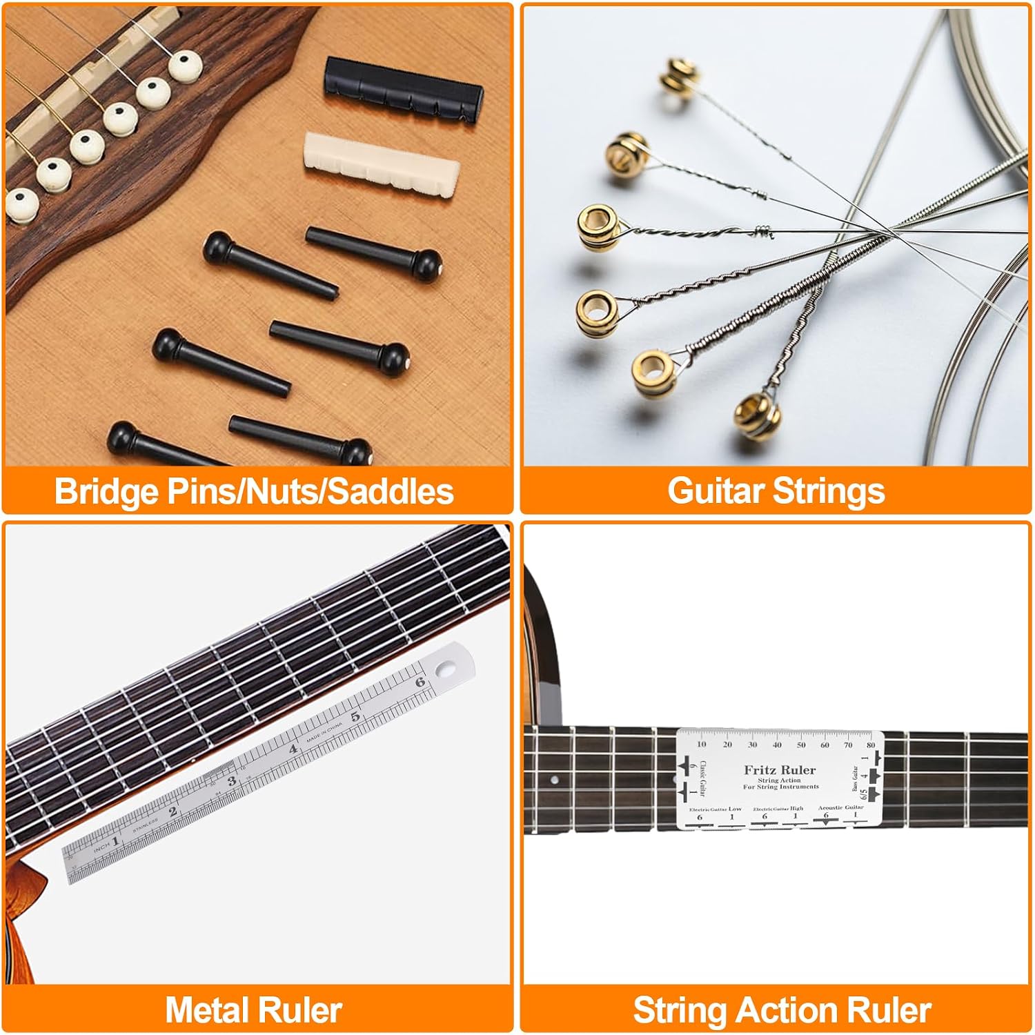 Guitar Tool Kit, 119 Pcs Professional Guitar Repair Kit, Guitar Maintenance Kit with Guitar Tools Accessories and Carry Bag, Guitar Setup Kit for Electric Guitar Acoustic Guitar Ukulele Banjo Bass