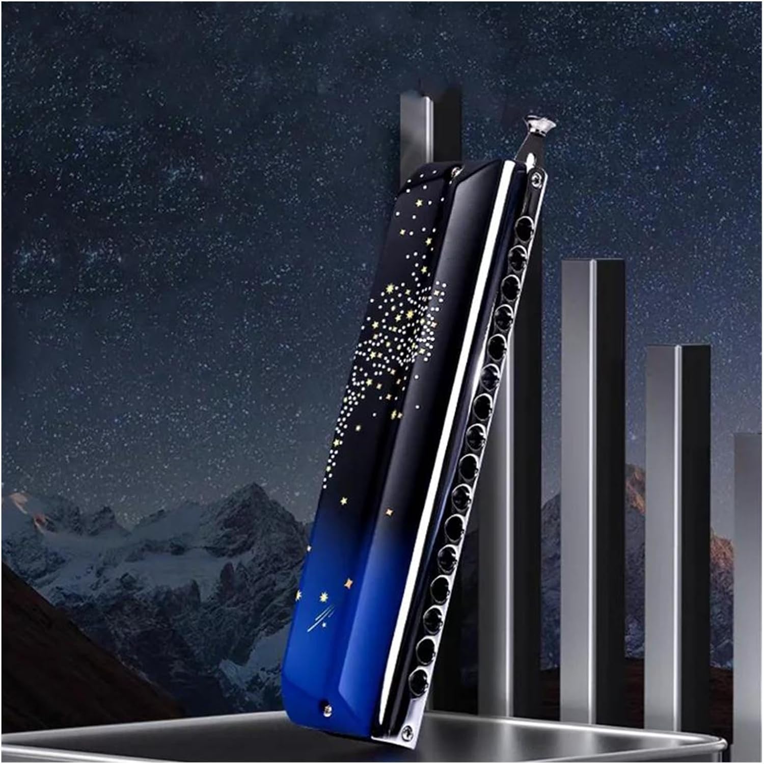 Chromatic Harmonica 16 Holes Harp Professional Armonica Mouth Organ Starry Sky Cover Instrumentos Musical Instrument harmonica set