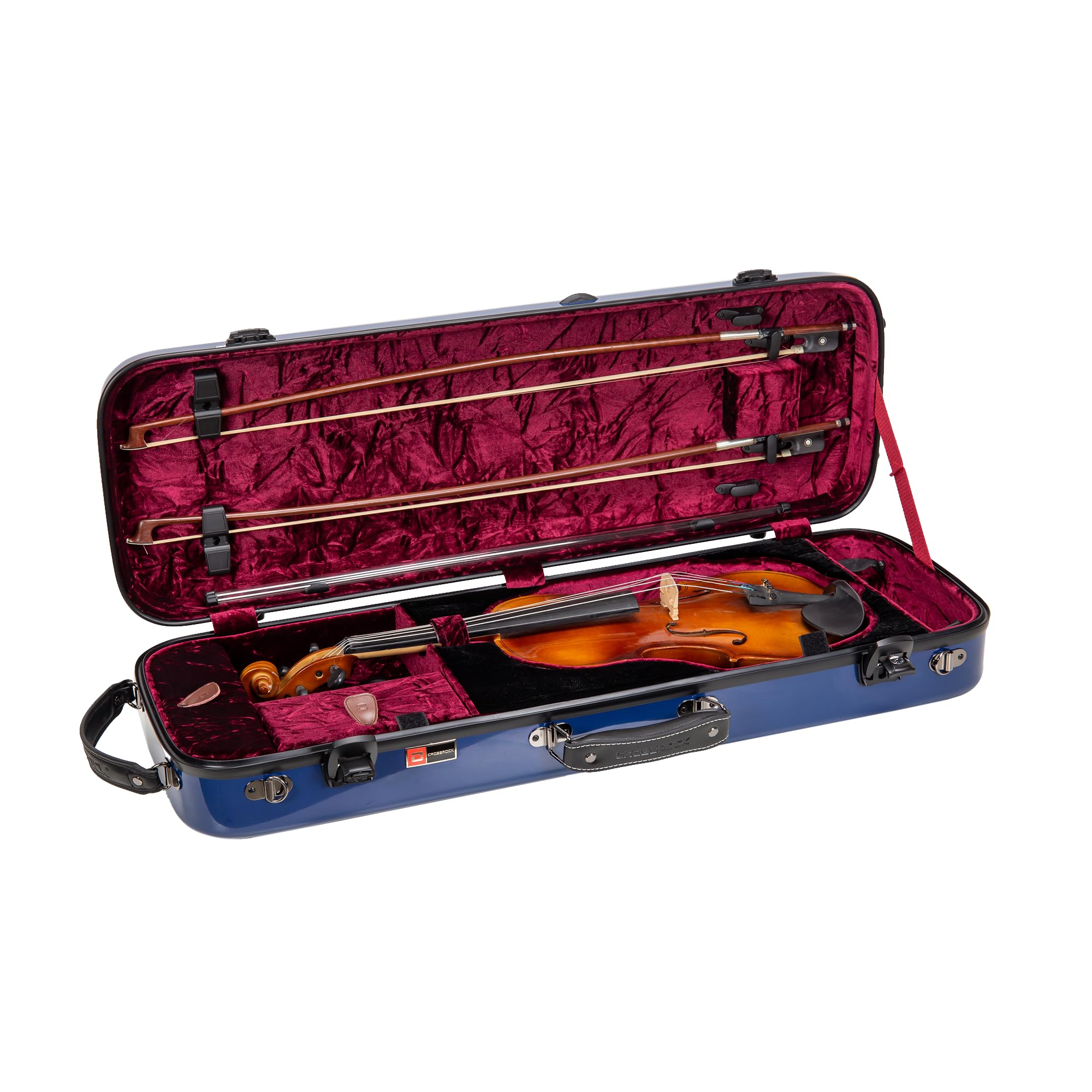 Crossrock Fiberglass Double Violin Case fits Two 4/4 Full-Size Violins- Includes TSA lock, Protective Blanket, Hygrometer, Removable Shoulder Straps- Milky White (CRF2020DVMW)