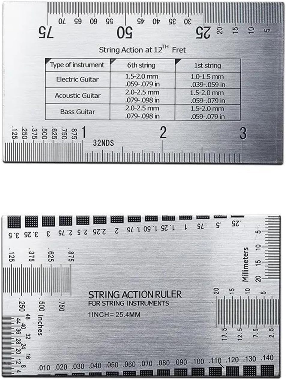 Guitar Repairing Tools Guitar String Action Stainless Steel Ruler Gauge Repairing Tool For Guitar Ukulele Bass PVC Gauge Neck Ruler