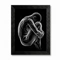 Framed Canvas Wall Art Minimalist Abstract Cello Musical Instrument Electric White Glowing Lines on Black Canvas Print Poster Black Frame Wall Decor for Music Room Studio Modern Art, Inch 24x36