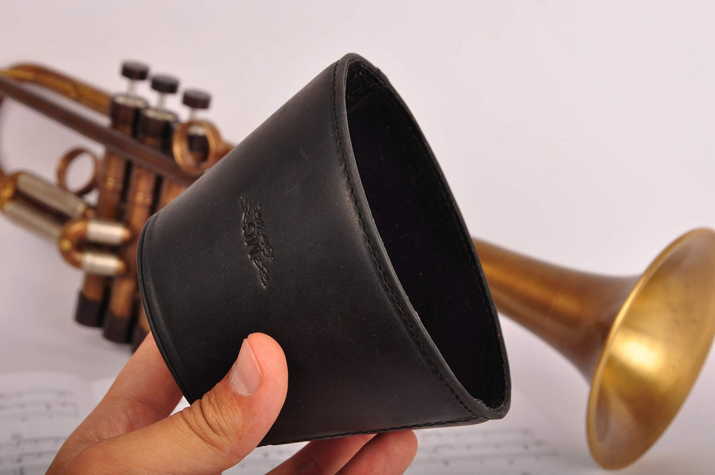 Trombone magnetic mute, lightweight leather mute for jazz and classical trombone players by MG Leather Work (Black)