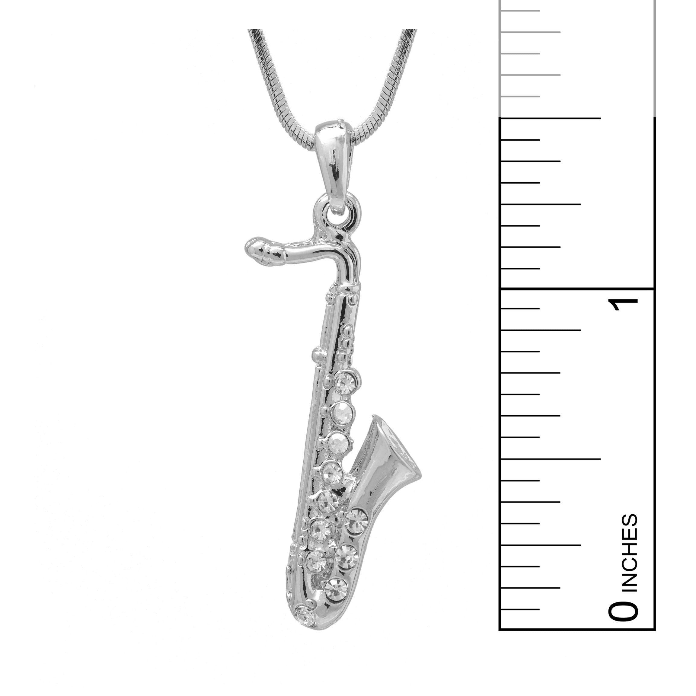 Spinningdaisy Saxophone Necklace for Women Men, Gold or Silver Plated