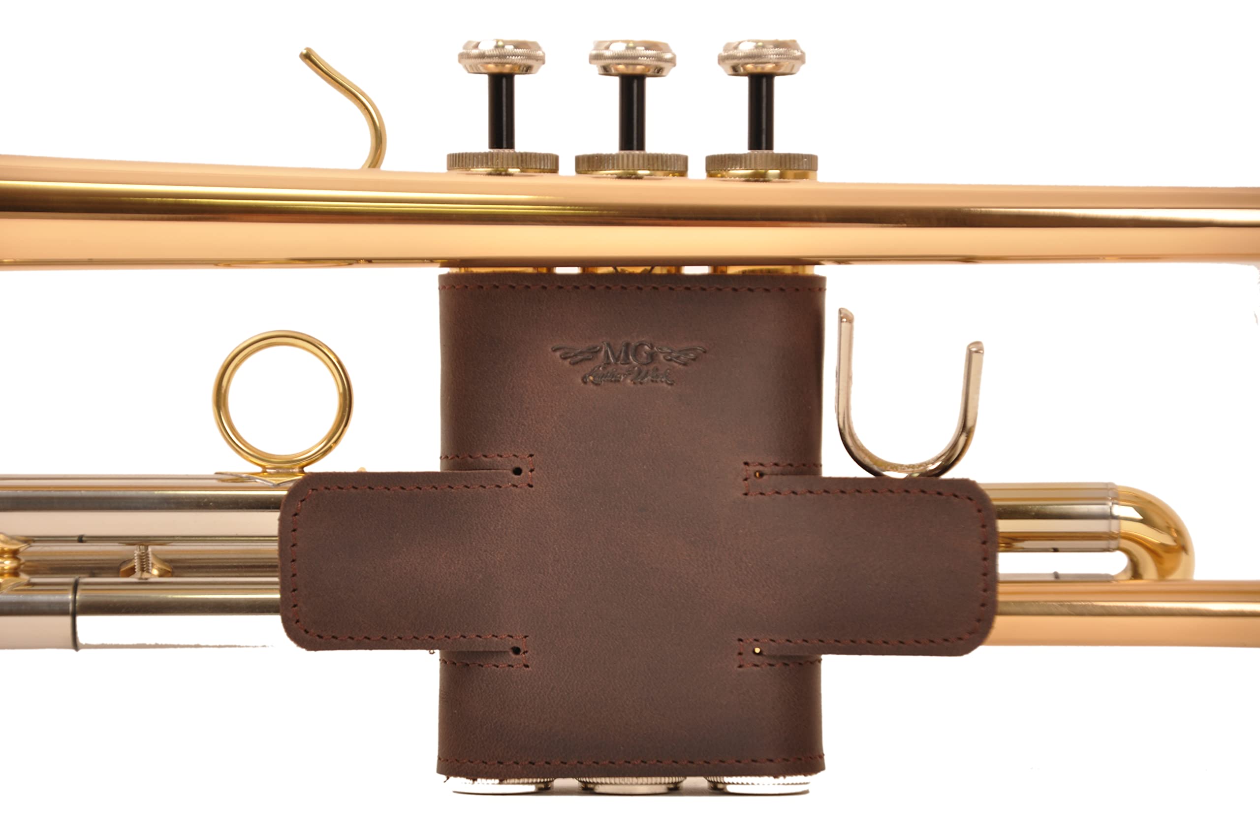 Trumpet Valve Guard XL Genuine Leather Protection Trumpet Valve Cover Valve Wrap (Green)