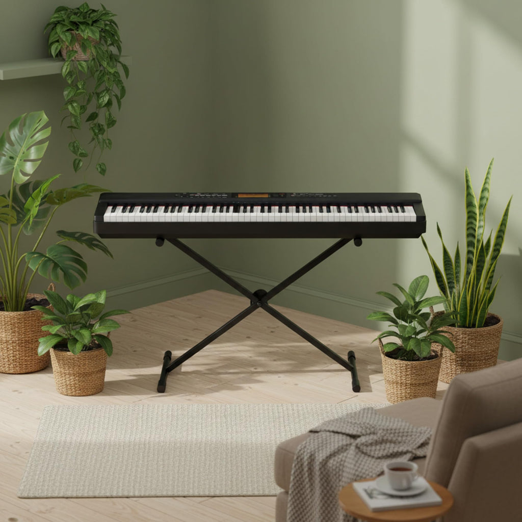 Casio CDP-S360 88-Key Compact Digital Piano - Black Bundle with CS-470P Stand, 3-Pedal System, Furniture Bench, Instructional Book, Online Lessons, Instructional DVD, and Austin Bazaar Polishing Cloth
