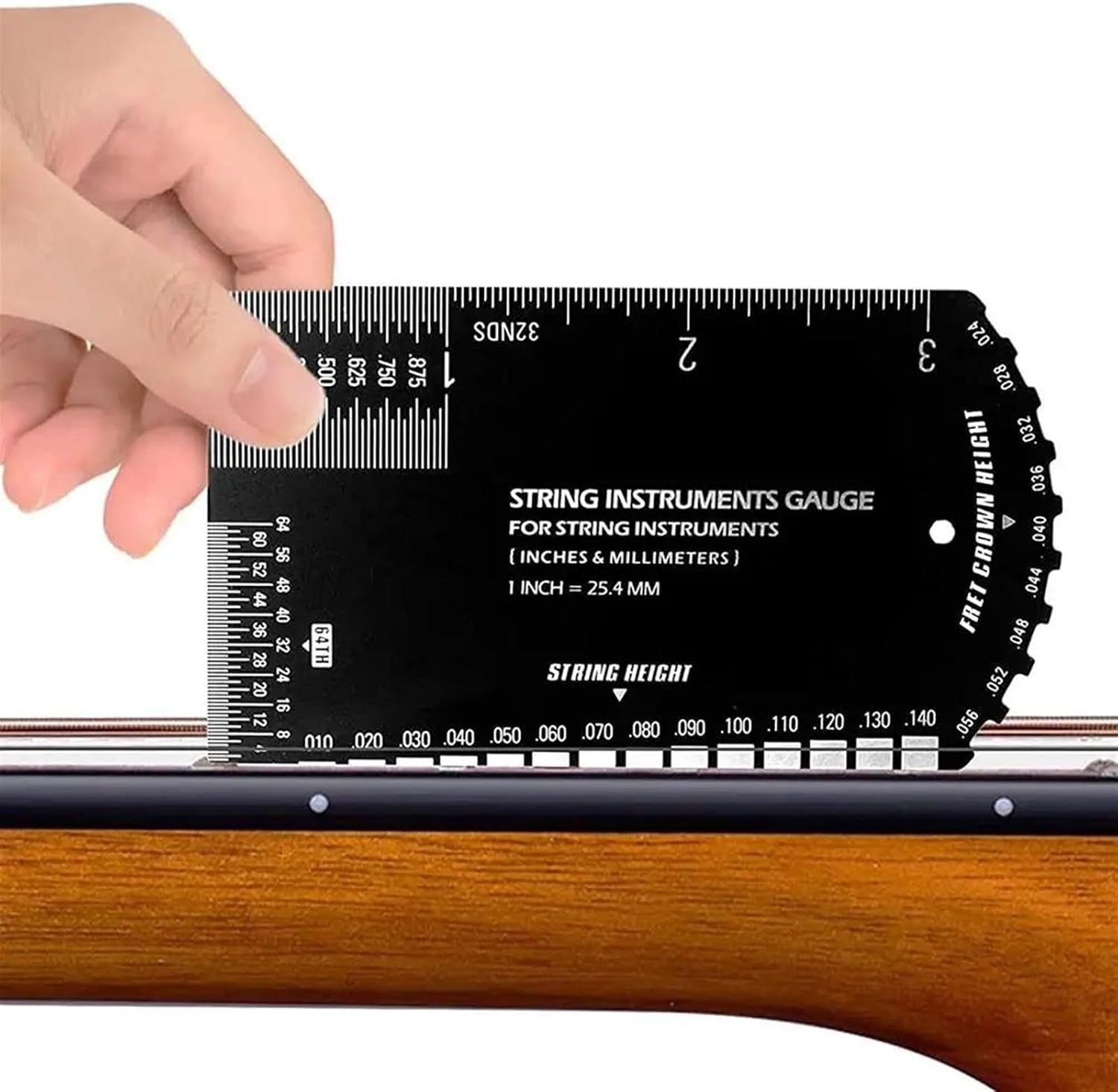 TSTS Guitar Making Tools String Action Gauge Ruler Guitar Set Up Gauge Multifunctional Fret Rocker Luthier Tool With Leather Case For Gutiar