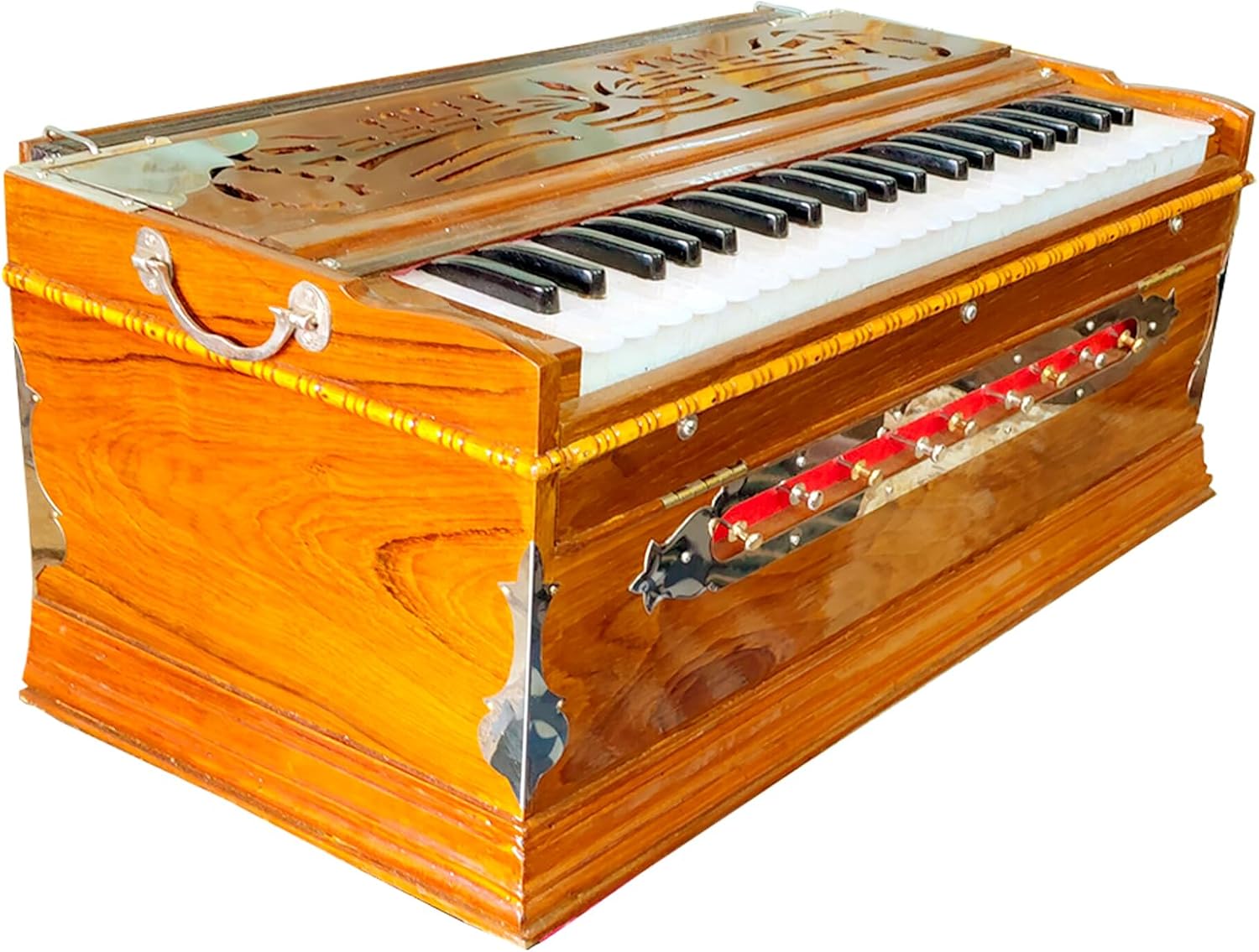Harmonium, Maanvish Professional Harmonium Standard,Double Reeds, 3 1 4 Octaves, 9 Stops, 4 Extra Notes, Padded Bag