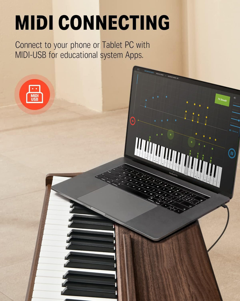 Donner DDP-80 PLUS Digital Piano 88 Key Weighted Keyboard, Home Electric Piano, Supports USB-MIDI & Headphones Connection, Semi-open Cover Designed, with Metal Three Pedal, Power Adapter