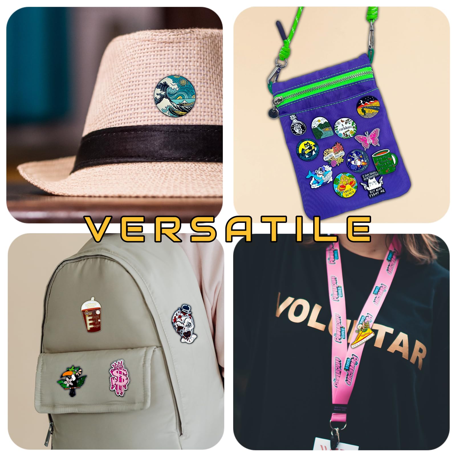 Enamel Pins for Backpacks, Colorful Cute Cartoon Lapel Pins, Cool Bedge Brooch Pins for Lanyard, Bags, Hat, Clothes, Jacket. Clothing Decoration