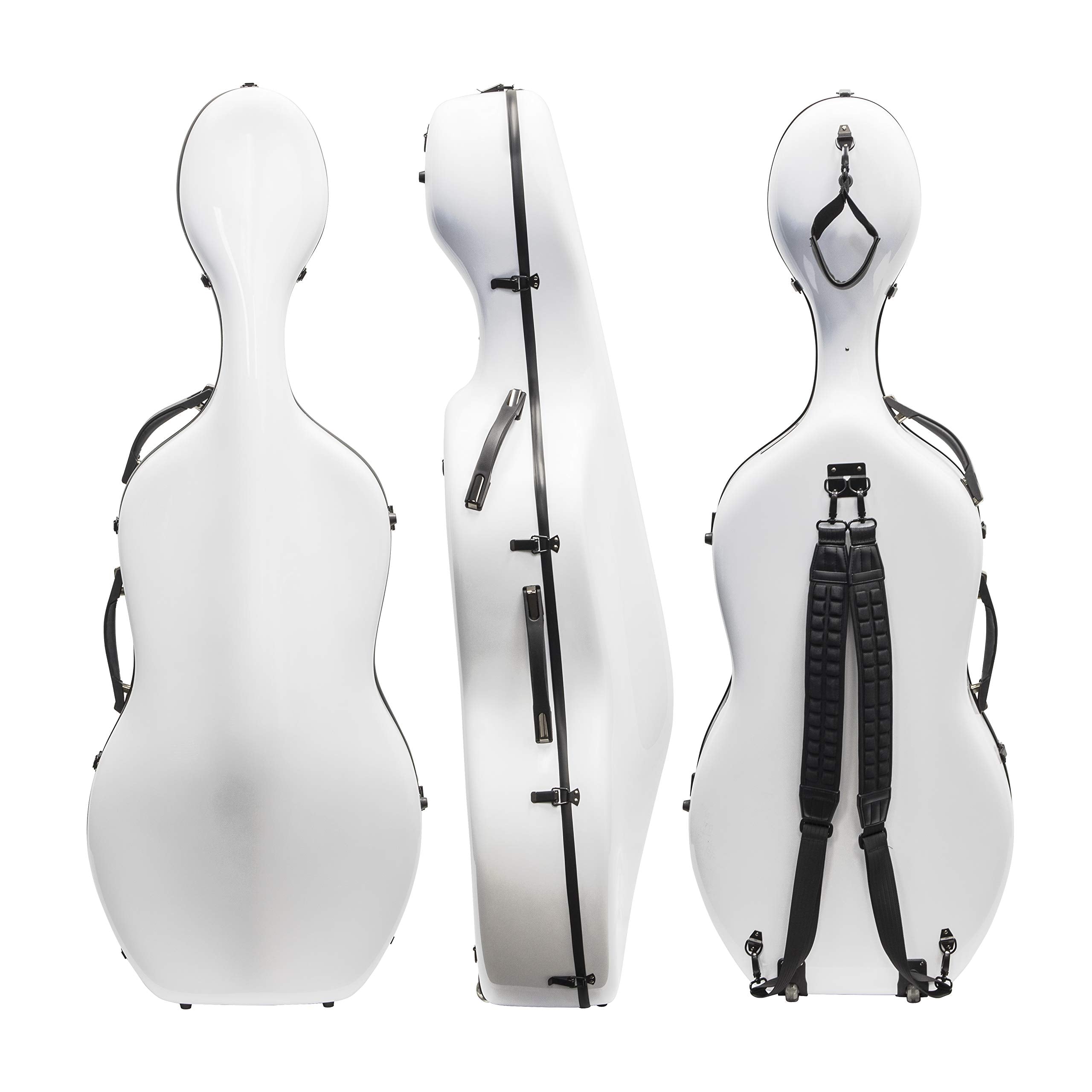 MI&VI CC-9001 Pure 100% Carbon Fiber Cello Case (Full Size) 4/4 with Wheels | Carry Straps | 8lb Lightweight | Tough Shell (3K Blue)