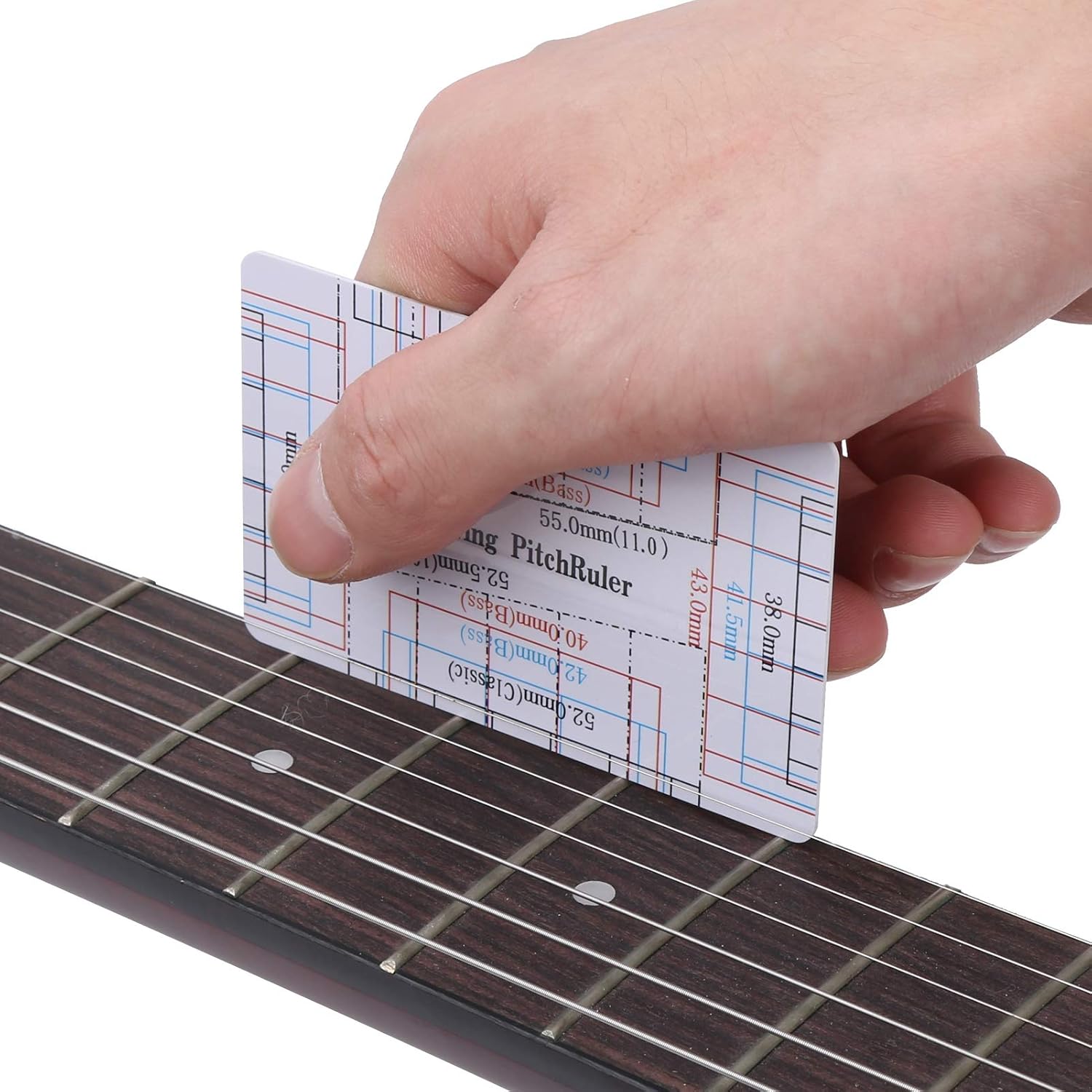 Guitar Neck Straight Edge Ruler and String Action Gauge, Dual Scale Design for 24.75 and 25.5 Inch Guitars, Stainless Steel Fret Rocker Tool Kit for Guitar Repair and Maintenance