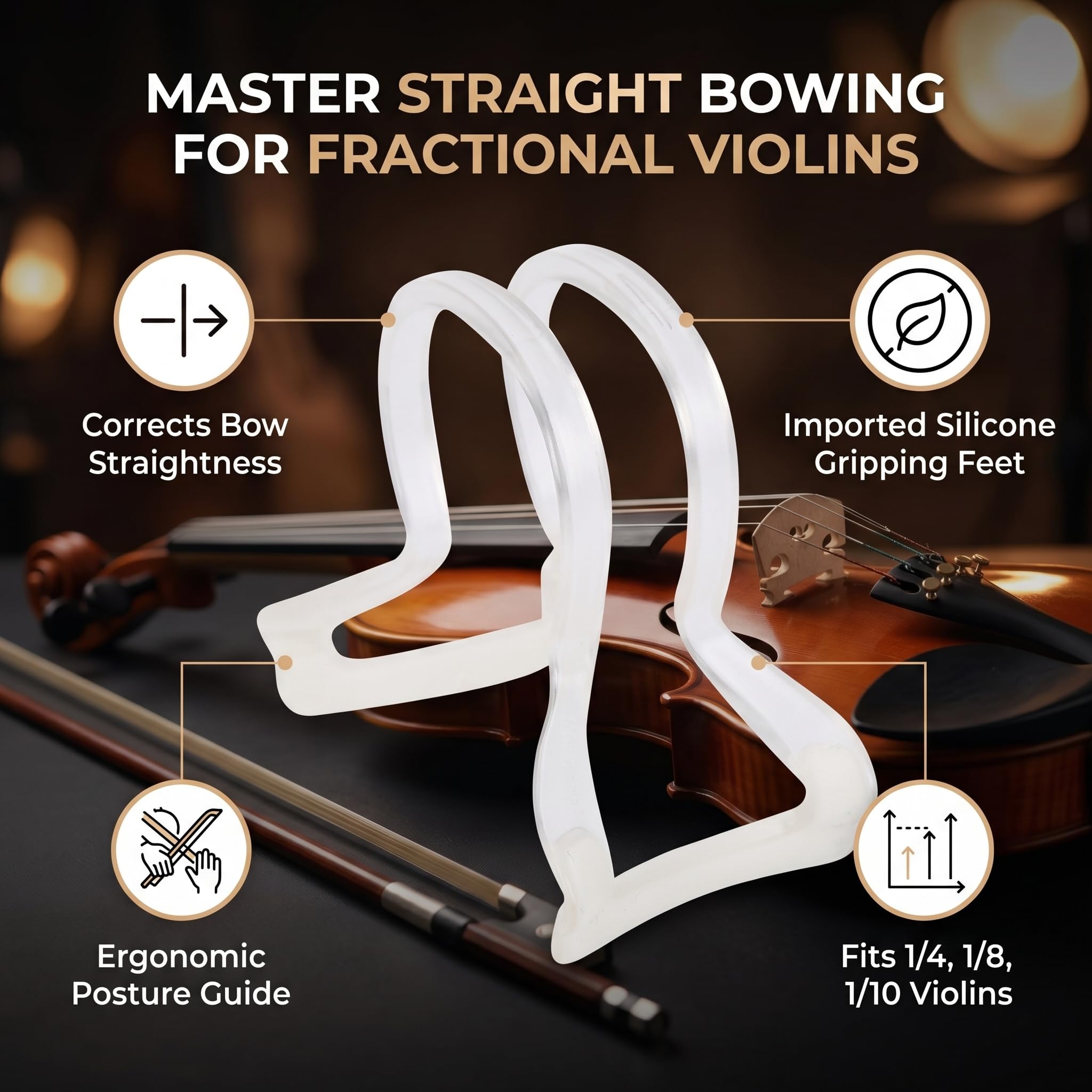 Violin Bow Straightener Tool for Beginner 1/4 1/8 1/10 Bow Straightness Corrector with Silicone Grips Teaching Aid(purple)