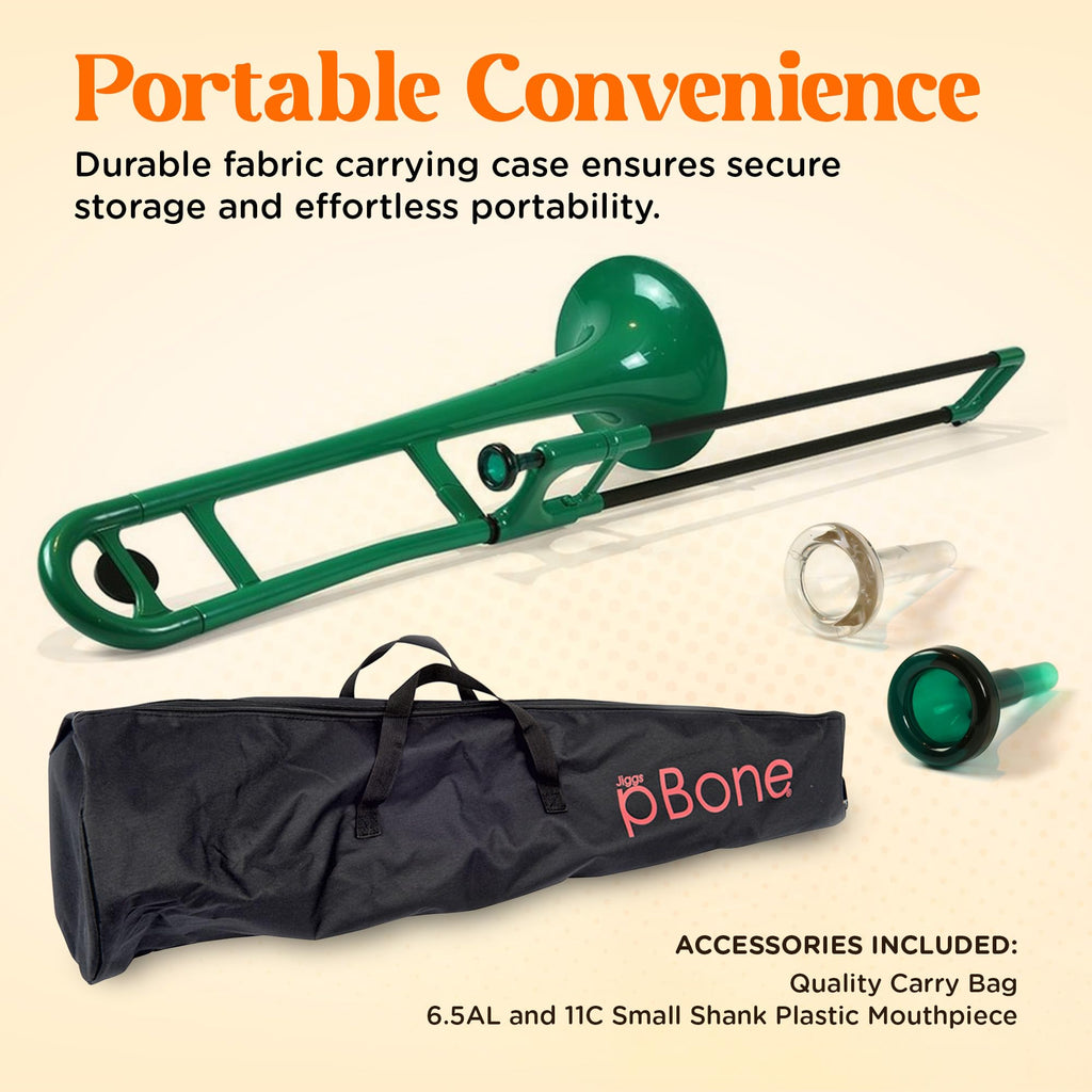 pBone Bb Plastic Trombone - Lightweight pInstruments Design with Ergonomic Grip - Includes Mouthpieces & Carrying Bag - Authentic Bb Sound for Students & Beginners - Durable ABS - Purple